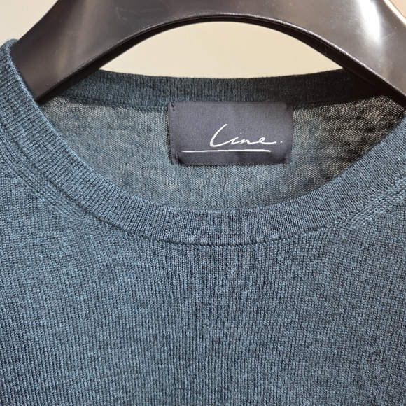 LINE EUC Cashmere Merino Extra Fine Knit Teal Long Sleeve Sweater Slim  XS - Picture 4 of 9